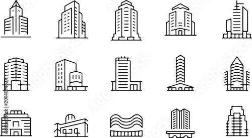 Urban Buildings Silhouette Icon Collection Set