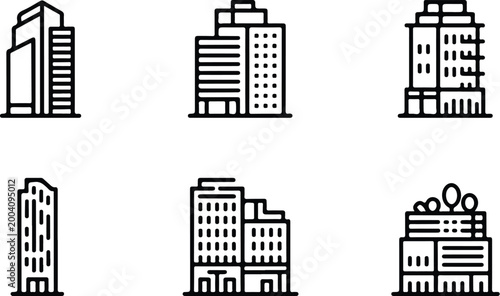 Urban Buildings Silhouette Icon Collection Set