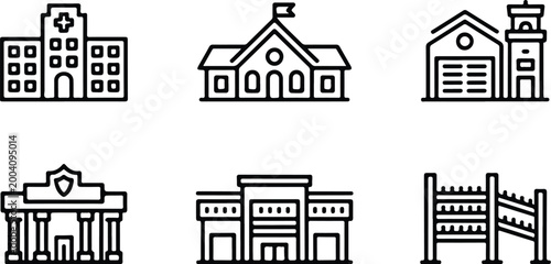 Urban Buildings Silhouette Icon Collection Set
