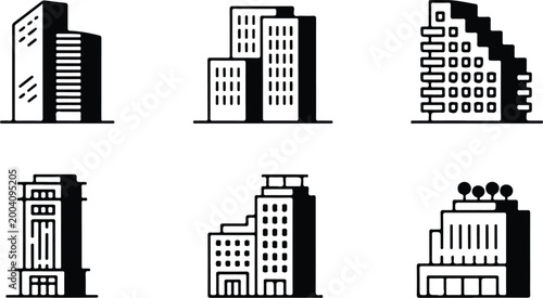 Urban Buildings Silhouette Icon Collection Set