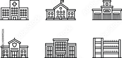 Urban Buildings Silhouette Icon Collection Set