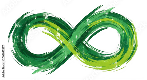 Green infinity symbol with organic swirl design