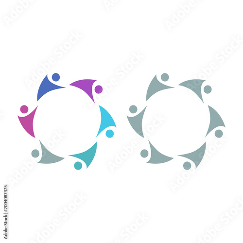 COLORFUL PEOPLE TEAMWORK SIGN SYMBOL LOGO VECTOR ISOLATED ON WHITE