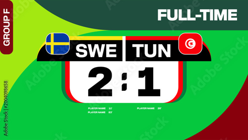 Sweden vs Tunisia Football 2026 Match Final Score Announcing Group F Tournament Presentation.