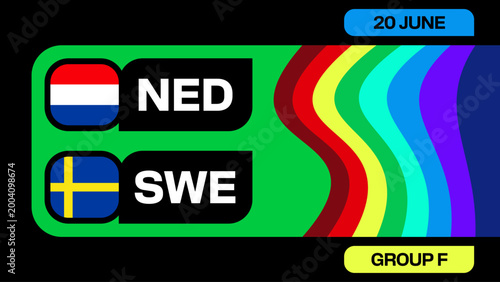 Netherlands vs Sweden Football Match Announcement for 2026 Tournament Group Stage Presentation Template Dynamic Design