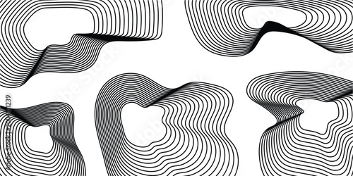 Abstract Wavy Lines Pattern Black and White Minimalist Design.