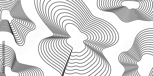 Abstract Wavy Lines Pattern on White Background.