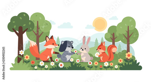 A cheerful and vibrant illustration evokes a sense of growth and tranquility, ideal for marketing materials, blog posts, or website backgrounds with a