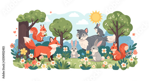 A cheerful and colorful illustration of wildflowers and foliage, perfect for adding a touch of spring and growth to websites, marketing materials, or 
