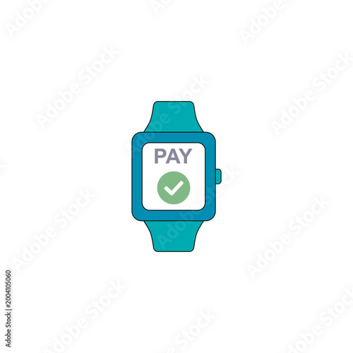 Smartwatch Payment Success Screen with Check Mark Flat Vector Icon