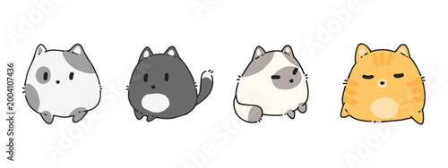 Cute Cartoon Cat Characters Pet Animal on Isolated Background.