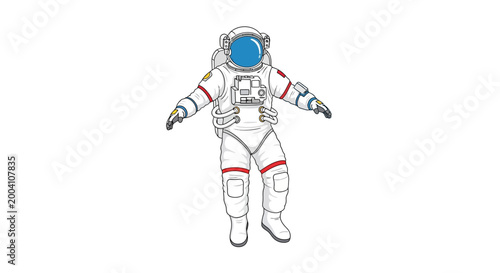 Obraz na płótnie Astronaut floating in space suit, zero gravity, white background