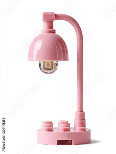 Cute Pink Desk Lamp Shaped Like Building Blocks Modern Design With Clear Bulb