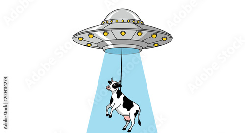 UFO Abducts Cow with Light Beam