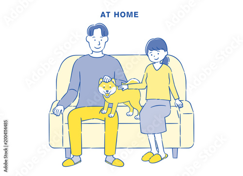 ペットのいる夫婦のイラスト 2C