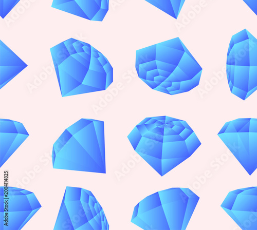Blue diamonds seamless pattern with stylized geometric elements on white background. Repeat vector design ideal for web, print, branding, logos, packaging, textiles, wallpapers, and modern decor uses.