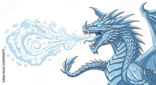 Ice Dragon Breathing Cold Breath Illustration