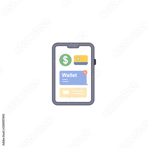 Mobile Digital Wallet Payment App Interface Flat Vector Illustration