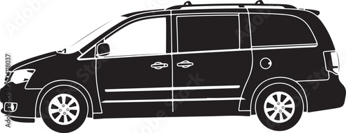 Black Minivan Side View Profile.