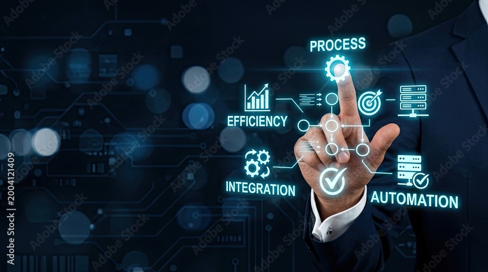 Fototapeta premium Businessman interacting with digital interface.