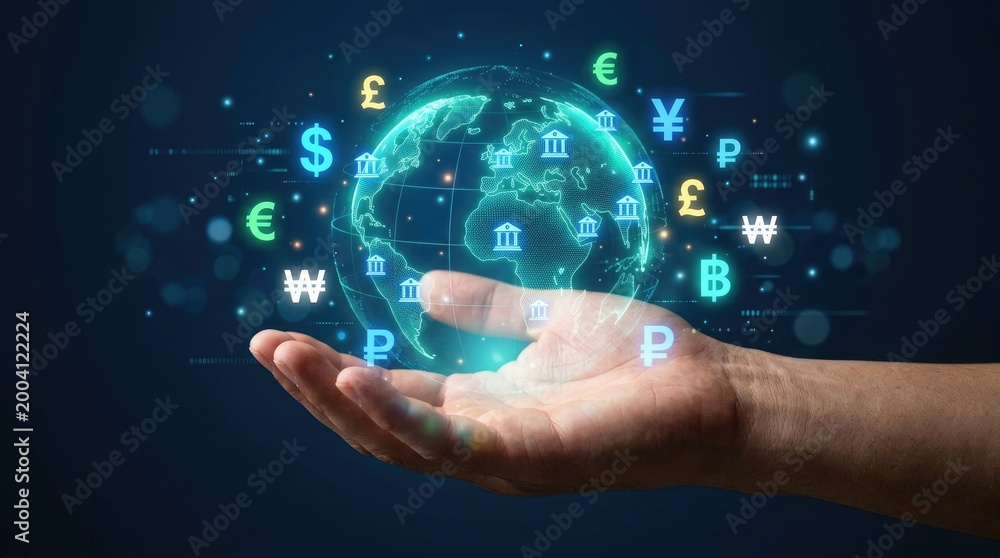 Fototapeta premium Global finance and currency concept.