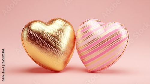 Pink and Gold Striped Heart Candies