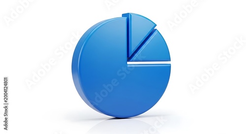 A 3D rendered blue pie chart with three distinct segments on a white background.