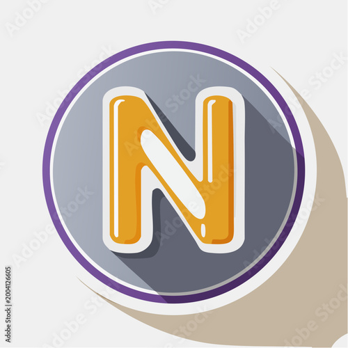Stylized Letter N Icon with Shadow Effect