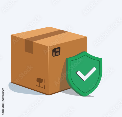 Online shopping and delivery concept, parcel box shipping illustration