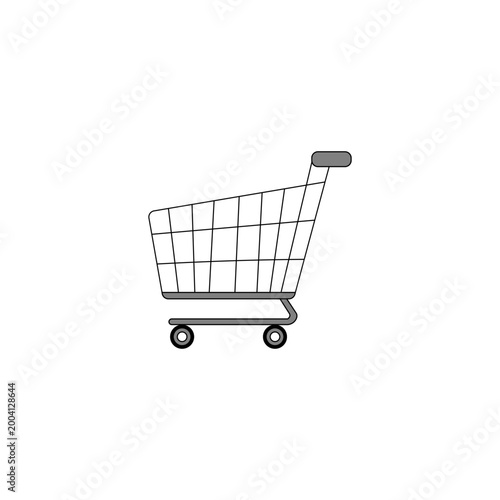 Minimal Shopping Cart Outline Icon Isolated on Transparent Background