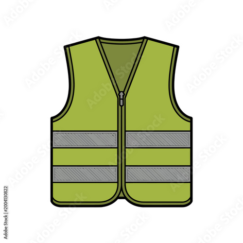 Green safety vest with reflective strips and zipper closure