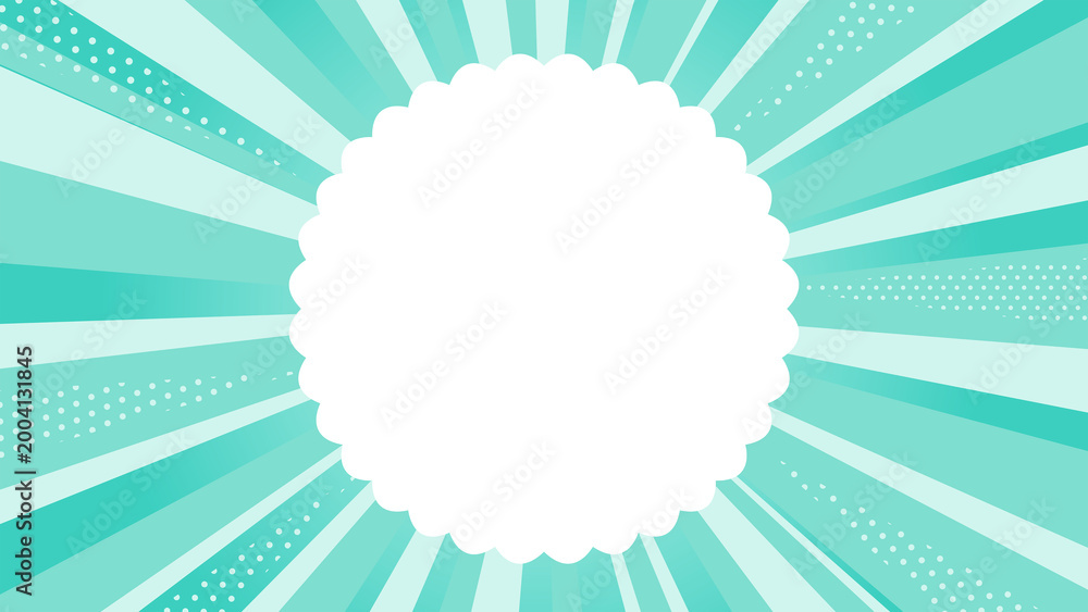 Naklejka premium Mint green summer sale background radial burst copy space ミントグリーン 夏 コピースペース