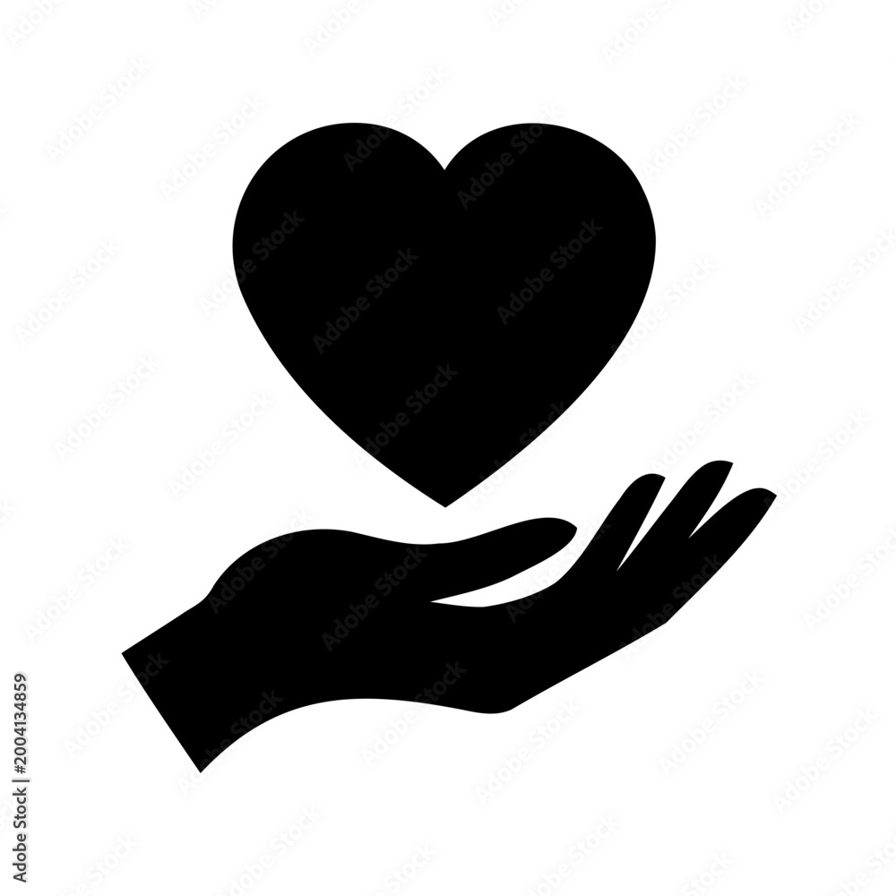 Fototapeta premium Hand Holding Heart Symbol Icon of love, care, support and compassion