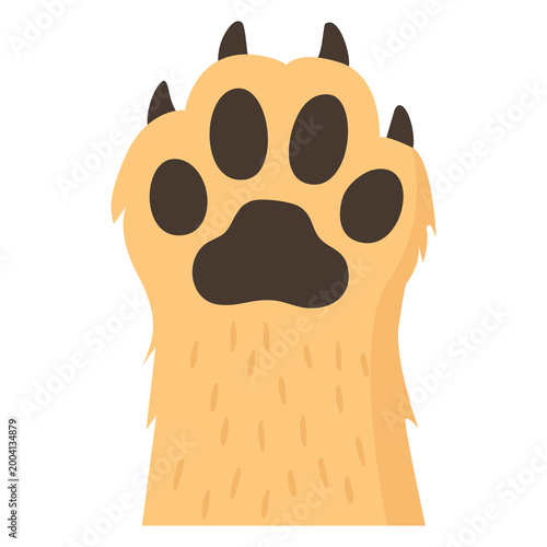 Cute Dog Paw Pads, Light Brown Dog Paw, Flat Cartoon Pet Paw Icon PNG