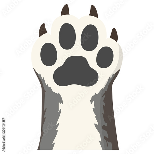 Cute Dog Paw Pads, Gray White Dog Paw, Flat Cartoon Pet Paw Icon PNG