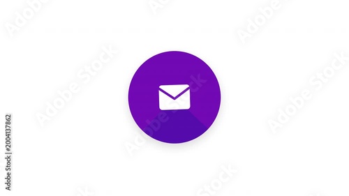 Animated 2D Flat Design Email Message Icon with Long Shadow