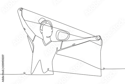 Football Argentina supporter concept one-line drawing