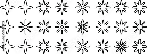 Collection of black and white flower and starburst