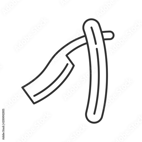 Old fashioned razor linear icon. Bladed tool for body hair removal. Straight razor. Thin line customizable illustration. Contour symbol. Vector isolated outline drawing. Editable stroke