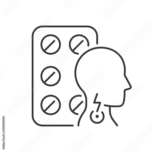 Lozenges for sore throat linear icon. Irritation sensations relieving. Soothing itchy throat. Thin line customizable illustration. Contour symbol. Vector isolated outline drawing. Editable stroke