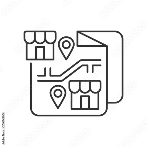 Franchising linear icon. Business grant license. Market share and geographical reach increasing. Thin line customizable illustration. Contour symbol. Vector isolated outline drawing. Editable stroke