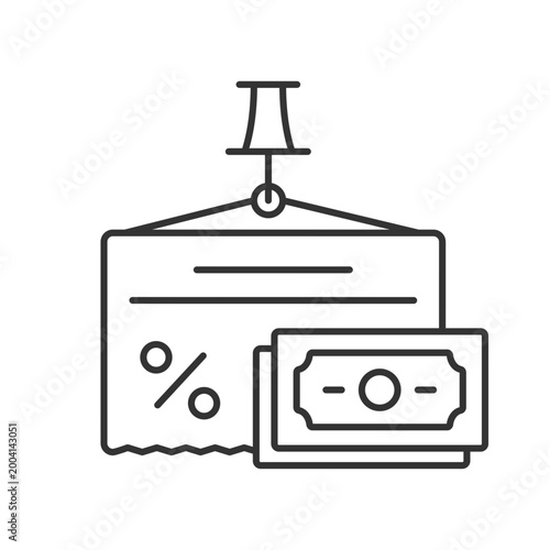 Fixed expenses linear icon. Money planning. Business expenditure. Financial literacy. Thin line customizable illustration. Contour symbol. Vector isolated outline drawing. Editable stroke