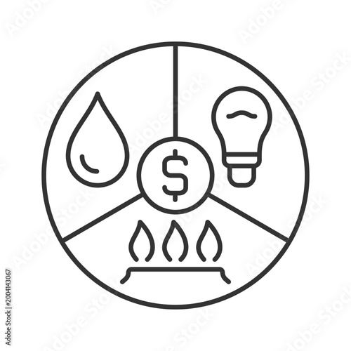Paying bills linear icon. Utility cost. Payment for household expense. Financial literacy. Thin line customizable illustration. Contour symbol. Vector isolated outline drawing. Editable stroke