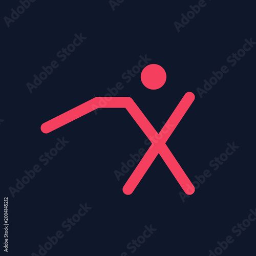 Abstract geometric pink runner icon on a dark blue background representing speed and motion illustration