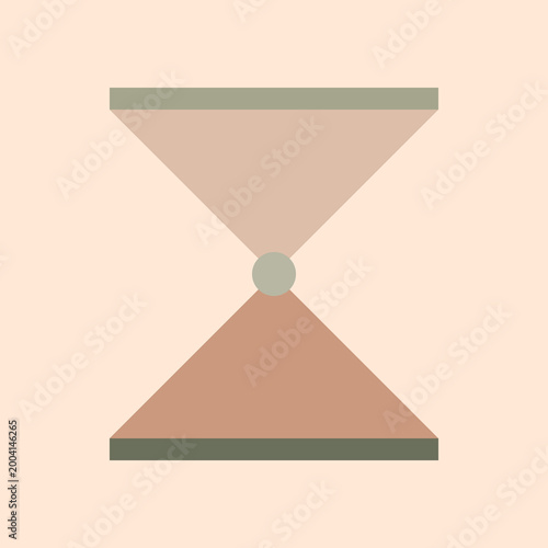 Abstract geometric hourglass graphic featuring neutral earth tones and minimalist shapes representing temporal flow illustration