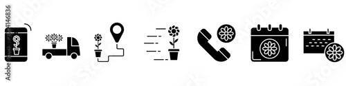 Flower delivery icon vector set. Flower ordering Illustration sign collection. Flowers  symbol or logo.