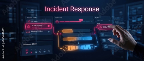 Digital dashboard displaying incident response metrics with a hand interacting with the screen