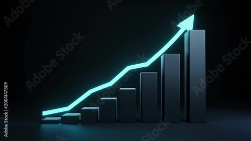 Dark corporate graph with glowing growth line animation