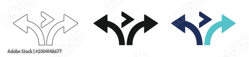 Photos Arrow direction icons set – split path, left and right navigation, choice and de
