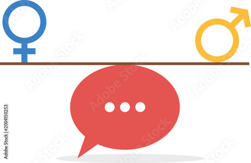 Gender equality balance with chat bubble icon